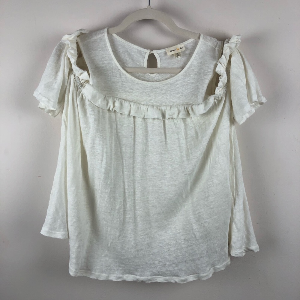 ANTHROPOLOGY Meadow Rue Cold Shoulder Swing Top - Picture 2 of 13